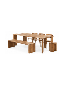 Table à manger rectangulaire moderne en bois avec banc et chaises, design minimaliste, meubles de maison stables pour salle à manger - Product Image 1