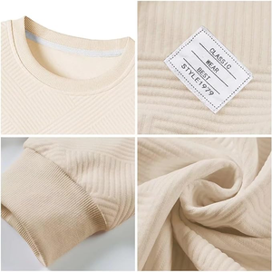 เสื้อสเวตเชิ้ตคอกลมผู้ชายแบบขายส่งปี 2026 สีพื้น แขนยาว ถักโครเชต์ สวมใส่สบาย ลายสก็อต สำหรับฤดูหนาว MOQ ต่ำ - Product Image 3