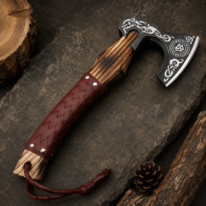 Hacha Vikinga Hecha a Mano – Hacha Barbuda de Acero Forjado de 22 Pulgadas, Mango de Madera de Fresno (Regalo Nórdico) - Product Image 6