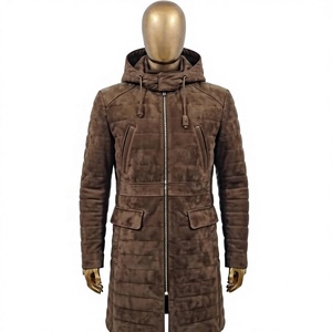 Manteau Trench Léger en Cuir Véritable pour Homme Nabtay Sports, Col Rabattu, Design Matelassé, Fermeture Éclair, Porte-Munitions, Idéal pour le Chasse - Product Image 1