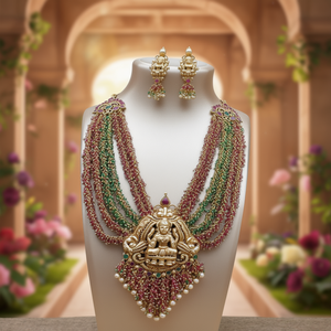 Nagas <b>Pearl</b> Style Alloy Gold Plated Oxidized Polish Casual Fashion Jewelry <b>Necklace</b> <b>Set</b> From India Nova Mart - Product Image 3