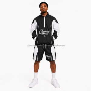 Conjunto Cortavientos de Alta Calidad Personalizado para Hombre, Conjuntos de Ropa Exterior Unisex, Reflectante 3M, Conjunto Deportivo Vintage de Otoño, Top y Pantalones Cortos - Product Image 1