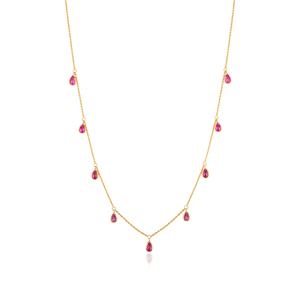 Handmade Precious Gemstone 100% Genuine <b>Ruby</b> Stacking Charm <b>Necklace</b> Pure K14 Yellow Gold July Birthstone Jewelry Supplier - Product Image 1
