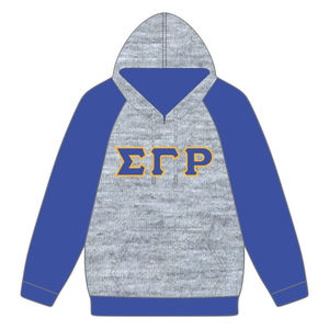 Sudadera con Capucha Gris con Mangas Raglán Azules de Sigma Gamma Rho, Sudadera de Algodón Personalizada de la Hermandad Griega SGRho, Ropa Divine Nine HBCU - Product Image 2