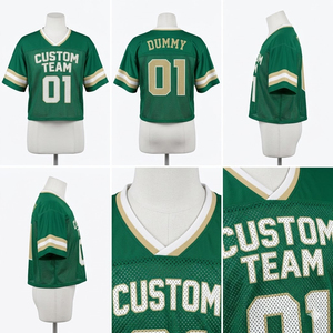 Maillot de football américain personnalisé en mesh vert à manches courtes, uniforme d'entraînement respirant en tissu mesh, vêtements de sport d'équipe, maillots de sport - Product Image 1
