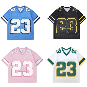 Camiseta Deportiva Corta de Malla Personalizada para Mujer, Cuello en V, Estilo Urbano, Camiseta de Fútbol, Venta al Por Mayor, OEM, EE. UU. - Product Image 2