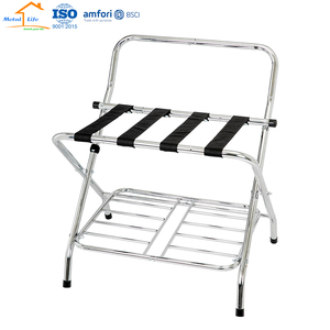 Portaequipajes Metálico Plegable de Alta Resistencia con Respaldo Alto y Estante Inferior para Habitaciones de Hotel y Dormitorios - Product Image 5