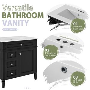 Mobile Bagno Moderno da 76 cm con Lavabo Integrato, 2 Cassetti e Cassetto a Ribalta per Organizzazione e Stoccaggio - Product Image 6