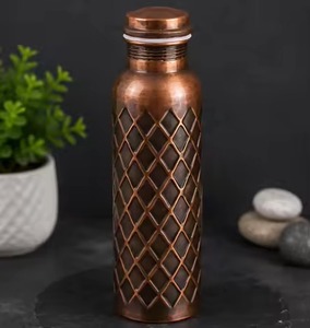 2026 Floral Copper Water Bottle Portable Travel <b>Drinkware</b> with Lid - Product Image 2