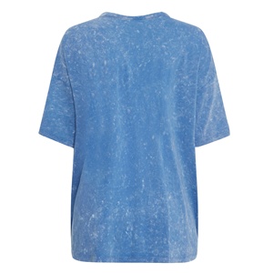 Camiseta Oversize Vintage Azul Sólido con Lavado Ácido para Mujer, Tallas Grandes, con Estampado de Eslogan, Bordado y Teñido Anudado, de Algodón Suave - Product Image 2