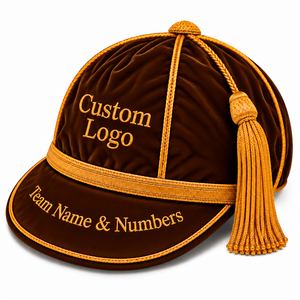 Casquettes d'honneur anglaises ajustables de couleur unie avec passepoil doré et pompons, 6 panneaux, pour la protection solaire - Product Image 1