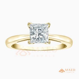 Gold Princess Cut <b>Solitaire</b> <b>Ring</b> for Women Luxury Engagement Style Sparkling Jewelry Design - Product Image 5