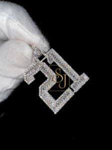 925 <b>Silver</b> Moissanite Initial Number <b>Pendant</b> Lucky Memorial Iced Hip Hop Style Fine Jewelry Necklace Gift <b>for</b> <b>Men</b> Women - Product Image 2