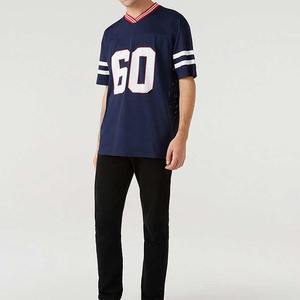 Jersey de Fútbol Americano de Alta Calidad, Color Azul Marino, Servicio OEM, Talla Grande, Manga Corta, Personalizable, Tela Suave, para Equipos - Product Image 3