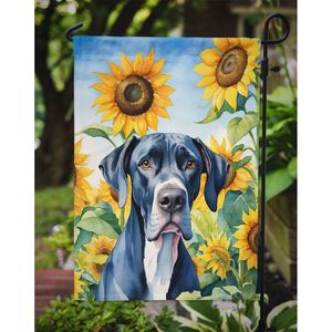 Drapeau de jardin multicolore Great Dane et Tournesols Bannière décorative de cour pour patio Illustration pour parterres de fleurs et boîtes aux lettres - Product Image 3