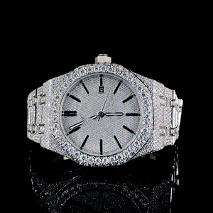 Reloj de Cuarzo Personalizado con Cristales, Acero Inoxidable, Moissanita que Pasa la Prueba del Diamante, Estilo Hip-Hop, Deportivo, Moneda, Negocios, Moda, Esfera de Cristal - Product Image 1