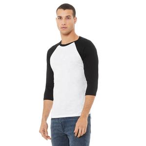 Fine White/Black <b>Baseball</b> Raglan 3/4 Sleeve Unisex <b>Tee</b> Solid Super Soft Breathable Quick Dry Fabric T-Shirt - Product Image 1