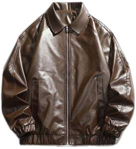 Dernières vestes d'hiver en cuir pour hommes, style streetwear, avec logo frontal, faible MOQ, prix de gros, pour la vente en ligne - Product Image 1