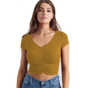 เสื้อครอปเอวลอยของผู้หญิง,เสื้อครอปแฟนซีออกแบบลายโลโก้ทำตามสั่งเซ็กซี่ - Product Image 4