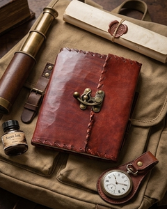 Diario de Cuero Personalizado con Cierre de Latón Antiguo – Cuaderno de Regalo Perfecto, Cuaderno Hecho a Mano con Borde Desflecado y Cierre en C - Product Image 1