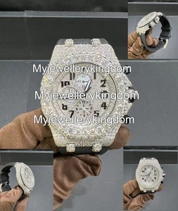 Stainless Steel VVS Moissanite Mechanical Diamond Men's Hip Hop Round <b>Case</b> 10 Bar Water Resistant <b>Watch</b> - Product Image 1