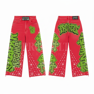 Pantalon de survêtement ample 100 % coton, style vintage délavé, imprimé personnalisé, coupe décontractée et tendance, pour un look streetwear décontracté et ample. - Product Image 4