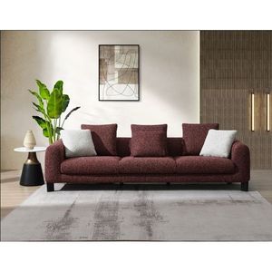 Divano da Soggiorno Mardi in Tweed Bordeaux con 3 Cuscini - Product Image 1