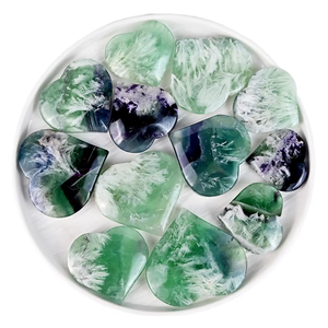 Cristales de Fluorita Pulida en Forma de Corazón, Verde y Morado, Colección Temática del Amor, Regalo Artesanal, Decoración para Bodas - Product Image 2