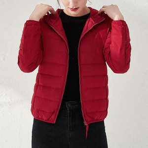 High Quality <b>Red</b> <b>Hooded</b> Puffer <b>Jacket</b> Men Windproof Casual Winter Coat Polyester Wadding Zipper Closure Slim Fit OEM Service - Product Image 2