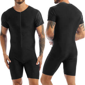 Combinaison de lutte pour homme à col zippé, manches courtes, respirante, sans manches, 100% polyester, imprimée par sublimation - Product Image 1