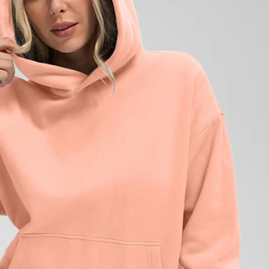 High Quality Heavyweight Breathable Plain Dyed Pullover <b>Hoodie</b> Cotton Made Oversized Women's Drop Shoulder Hoodies - Product Image 5