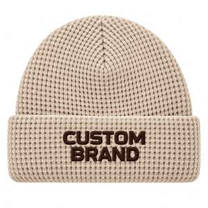 <b>Knitted</b> Custom Logo Waffle Knit <b>Beanie</b> Hats Wholesale Winter Cuffed Caps Unisex Ribbed Knit Hats Custom Brand <b>Beanies</b> - Product Image 4