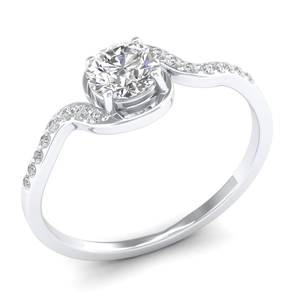 Bagues de fiançailles REYES en argent sterling 925 avec moissanite taille ronde de 0,58 carat, bijoux originaux en or blanc 14 carats, cadeau d'anniversaire - Product Image 2