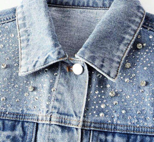Women's Simple Woven Denim <b>Jackets</b> <b>Waterproof</b> Skinny Fit Button-Up Winter Outwear for Wash Vintage 220g - Product Image 3
