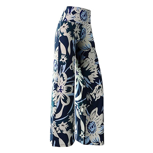 Pantalones Anchos de Cintura Alta para Mujer, Largos, Sólidos, 100% Algodón, Transpirables, Corte Regular, Casuales, Otoñales, con Cintura Elástica - Product Image 4