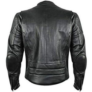 SAMROZ SPORTS Leather Men's <b>Racer</b> Style Collarless Premium Leather Motorcycle Biker Riders <b>Jackets</b> - Product Image 3