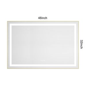 Specchio da Bagno a LED da Parete 48 x 32 Pollici con Cornice in Alluminio, Retroilluminazione e Illuminazione Frontale, Antiappannamento, Memoria 3, Specchio per Trucco - Product Image 6