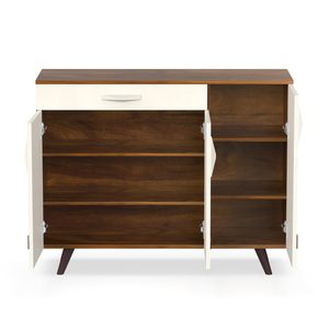 Mueble zapatero de madera de ingeniería de doble tono con 3 puertas y cajón, organizador de calzado que puede almacenar hasta 16 pares. - Product Image 6