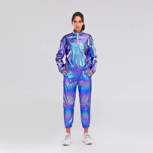 Conjunto Deportivo Y2K para Mujer, Degradado, Manga Larga, Media Cremallera, Ligero, Poliéster, Pantalones hasta el Tobillo, Bolsillos Laterales, Corte Holgado, Ropa de Primavera - Product Image 4