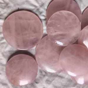 RUHAN <b>GEMS</b> Natural Rose Quartz Round Crystal Bowl Hand Polished Bright Pink Gemstone <b>Fire</b> Effect Decorative Healing Color Play - Product Image 3