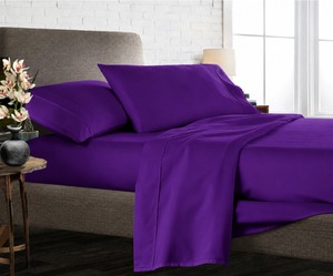 Parure de draps 4 pièces Indigo 200 TC Queen Size en tissu doux et respirant, literie confortable pour usage quotidien, drap-housse à poches profondes et ajustement facile - Product Image 1