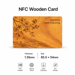 Tarjeta de Madera de Palisandro Personalizada con RFID NFC NTAG213, Tarjeta de Visita, Redes Sociales, Reseñas de Google, Programable, CALA 85.5x54mm, Gran Venta 2026 - Product Image 1
