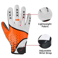 Guantes de Fútbol Americano Profesionales Personalizados Antideslizantes Super Prippy con Palma de PVC Adhesiva, Cosidos a Máquina para Niños/Adultos