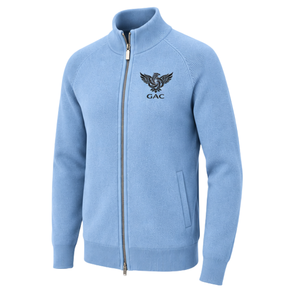 Cardigan zippé en maille pour homme, col montant, manches longues, poignets et ourlet côtelés, bleu clair, avec poches latérales - Product Image 4