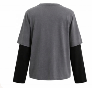 Ensemble deux pièces tricoté 100 % coton pour homme, coupe droite, manches courtes, double couche, style streetwear formel, délavé à l'acide, vintage - Product Image 4