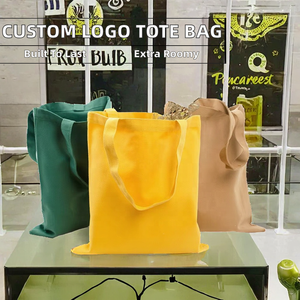 Sac fourre-tout en toile de coton personnalisé avec logo, poignée en ruban, grande taille (>50cm), fermeture épaule avec impression de lettres pour les courses - Product Image 2