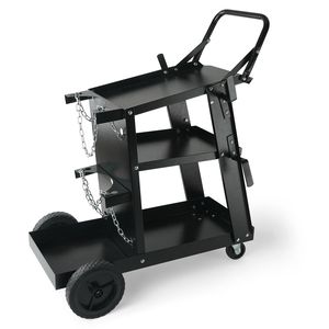 Chariot de soudage robuste 400 lb avec roues pivotantes à 360 degrés, rangement à 3 niveaux pour réservoirs et chaînes de sécurité - Product Image 2