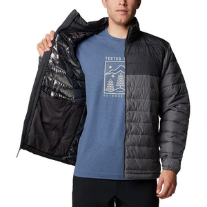 Chaqueta Acolchada Gris para Hombre, Cuello Alto, Cierre de Cremallera, Resistente al Viento, Ropa Exterior Informal de Invierno, Relleno de Poliéster, Corte Regular - Product Image 3