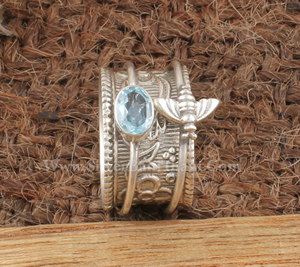 Anillo de Abeja con Topacio Azul Natural al por Mayor, Plata de Ley 925 con Engaste de Bisel, Diseño de Insecto, Joyería Clásica de Noviembre - Product Image 2