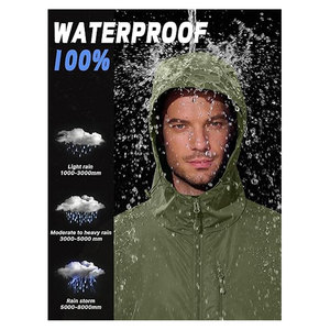 เสื้อแจ็คเก็ตปั่นจักรยานผู้ชาย กันน้ำ กันลม เสื้อกันฝน น้ำหนักเบา พับเก็บได้ มีฮู้ด สำหรับวิ่ง เดินป่า กิจกรรมกลางแจ้ง เสื้อกันลม เสื้อกันฝน - Product Image 3